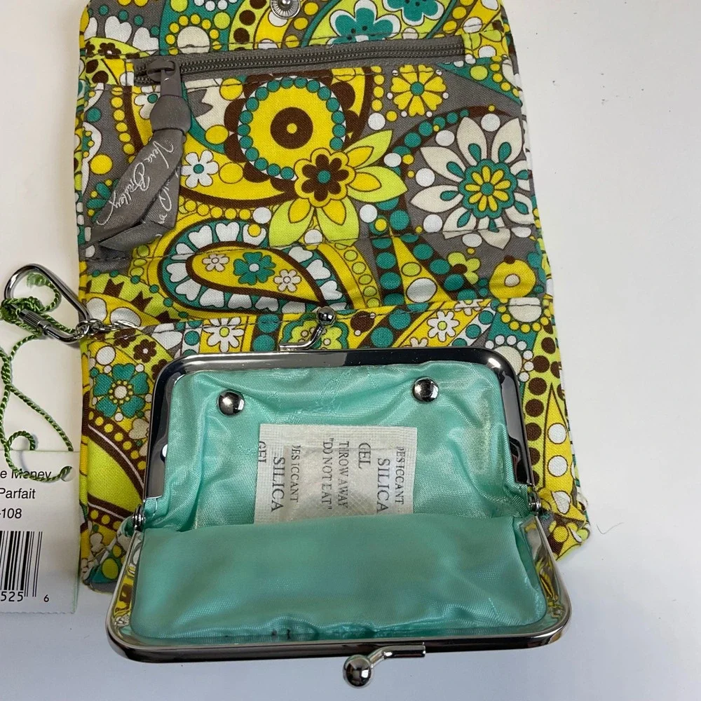 Vera Bradley One for the Money Wallet Lemon Parfait Paisley Quilted Cotton New - Picture 4 of 8